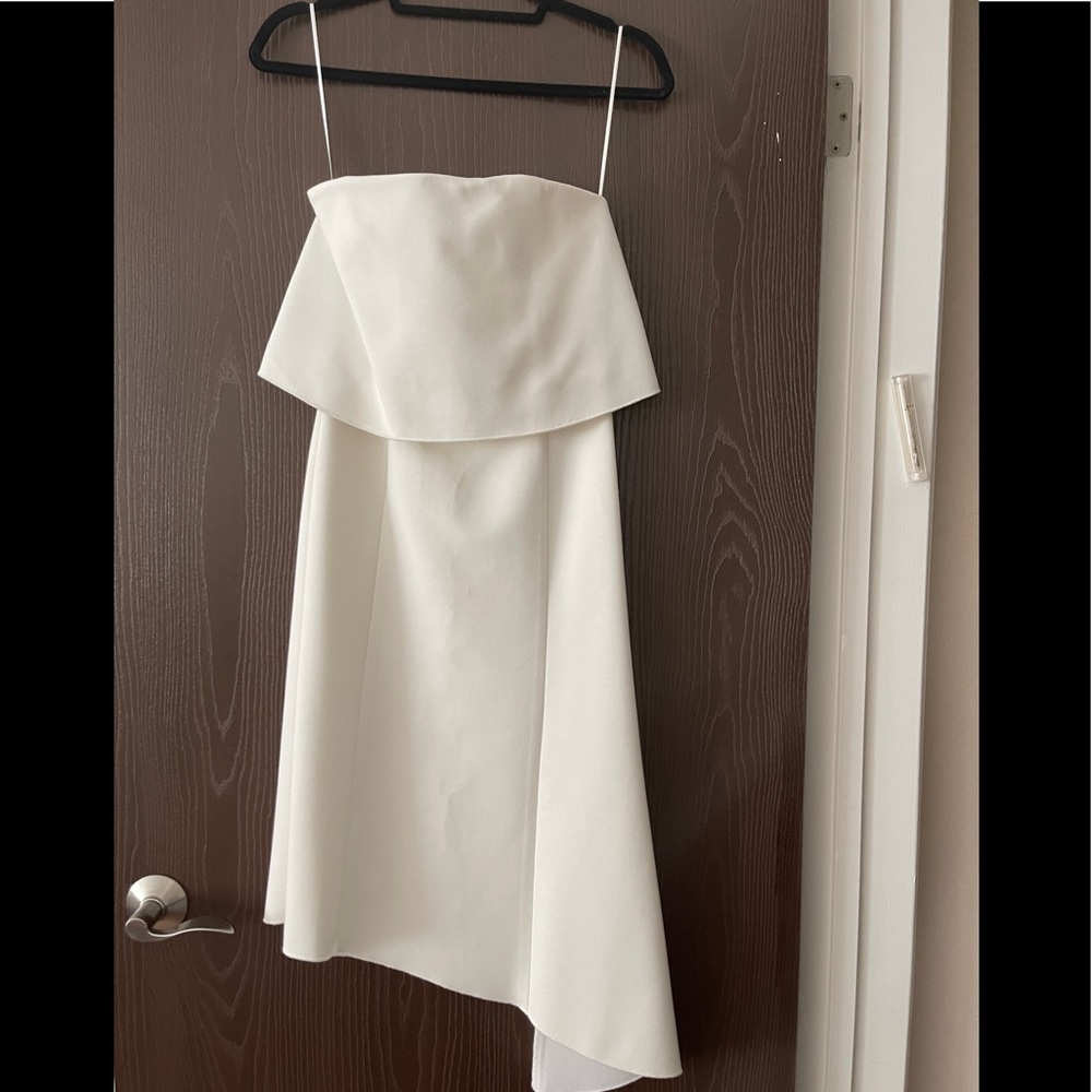 N/Nicholas strapless asymmetrical hem Ponte Dress